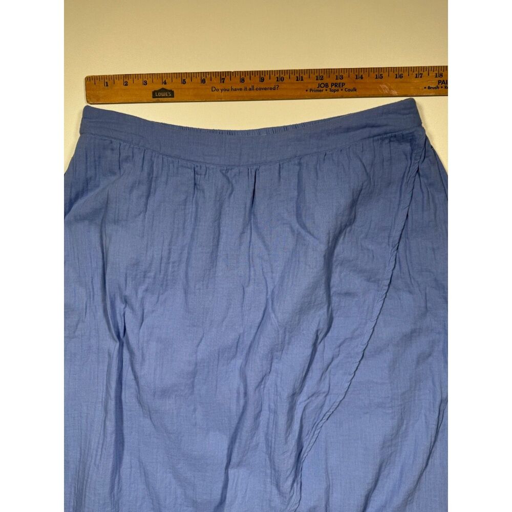 Pact Organic Cotton Gauze Tulip Midi Skirt Blue Womens XL Wrap Pockets - Picture 9 of 10